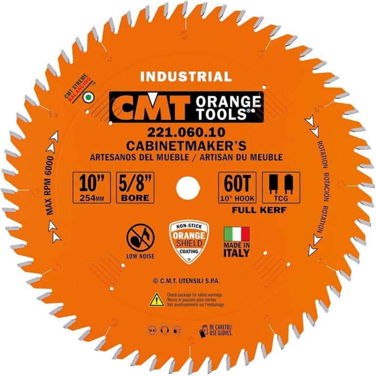 CMT 221.060.10 10-Inch 60-Tooth TCG Saw Blade | PTFE Coated for Industrial Cabinetshop Use