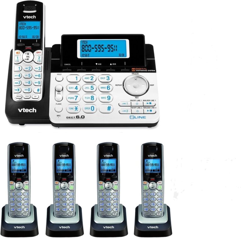 VTech DS6151 2-Line Expandable Cordless Phone with Digital Answering System, Caller ID & 4 Extra DS6101 Handsets