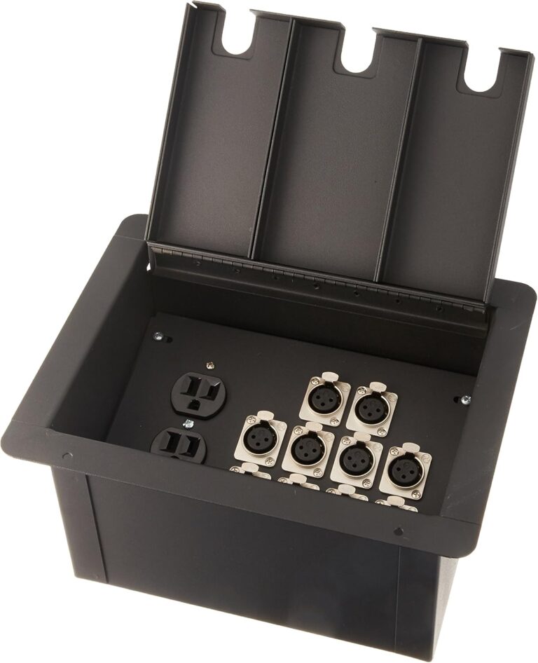 Elite Core FBL10 Recessed Floor Box: 10 XLRF + Duplex AC Outlet with Back Box for AV & Power