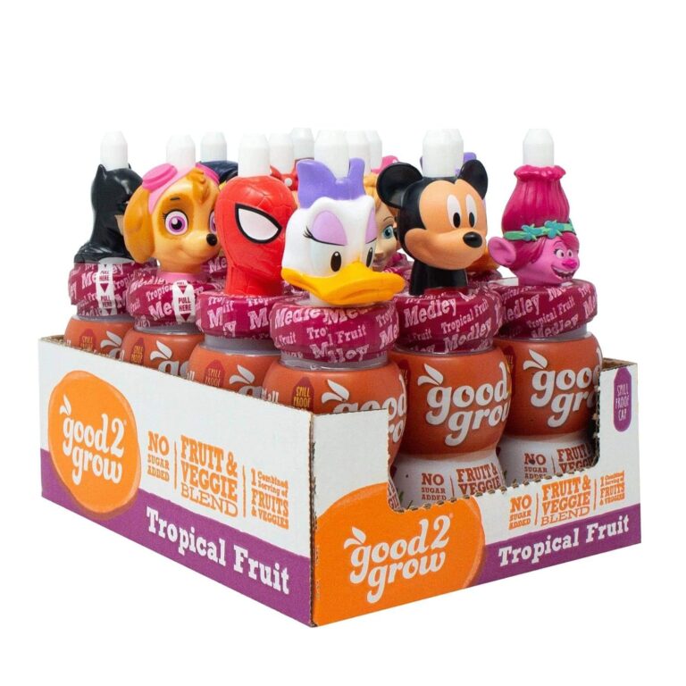 Good2grow Tropical Fruit & Veggie Blend Juice, 6oz (Pack of 12) – Healthy Kids Drink with Fun Character Toppers