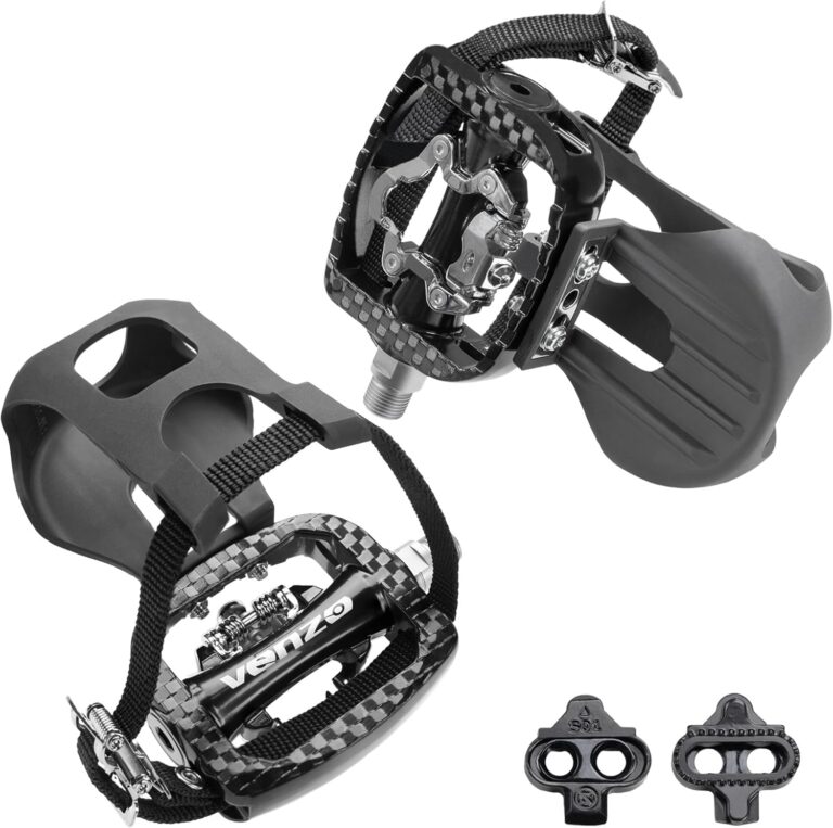 Venzo Bike Toe Clips Cages & Pedals | SPD-Compatible for Fixed Gear, Exercise & Indoor Bikes