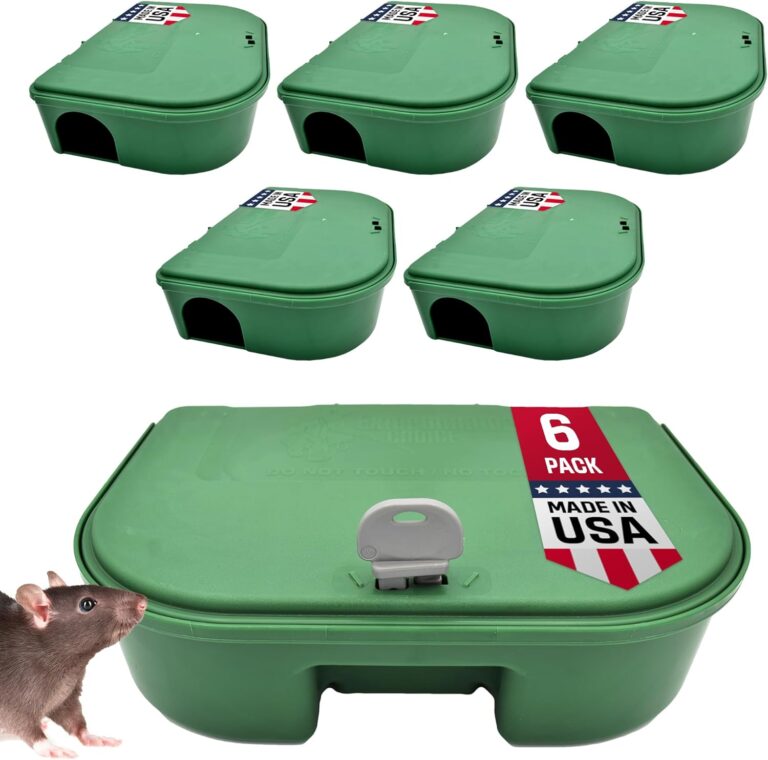 Exterminators Choice 6 Pack Rat Bait Station Boxes with Key – Heavy Duty Mouse & Rat Poison Holder for Pest Control