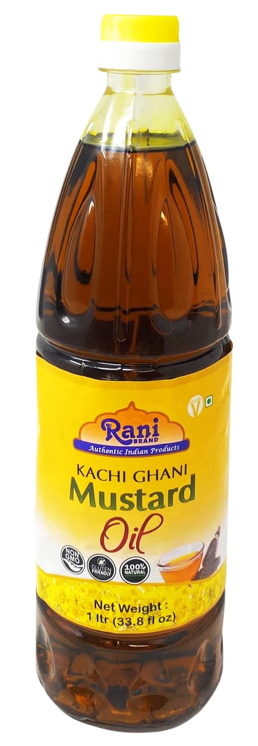 Rani Mustard Oil (Kachi Ghani) 33.8oz | 100% Natural, NON-GMO, Gluten Free, Vegan & Kosher Cooking Oil