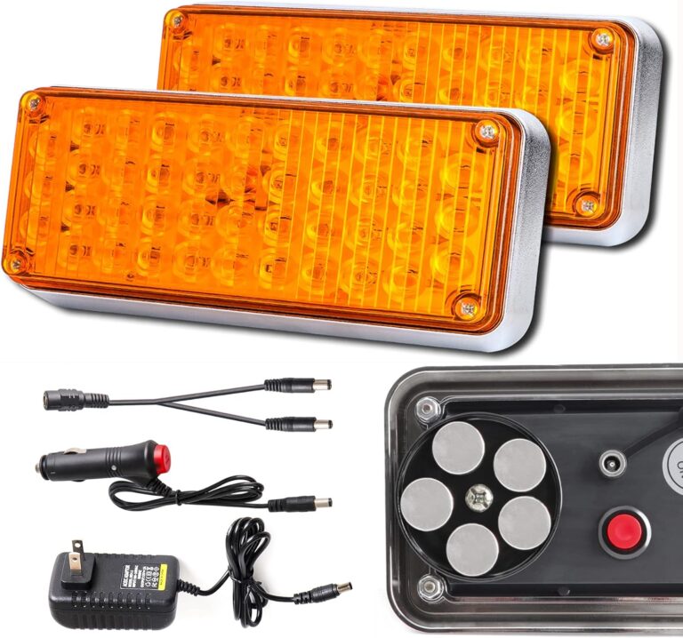 Magnetic Strobe Hazard Lights: 2-Pack 42 LED Amber Warning Beacons for Trucks, Trailers & Plows – 5 Patterns, Rechargeable
