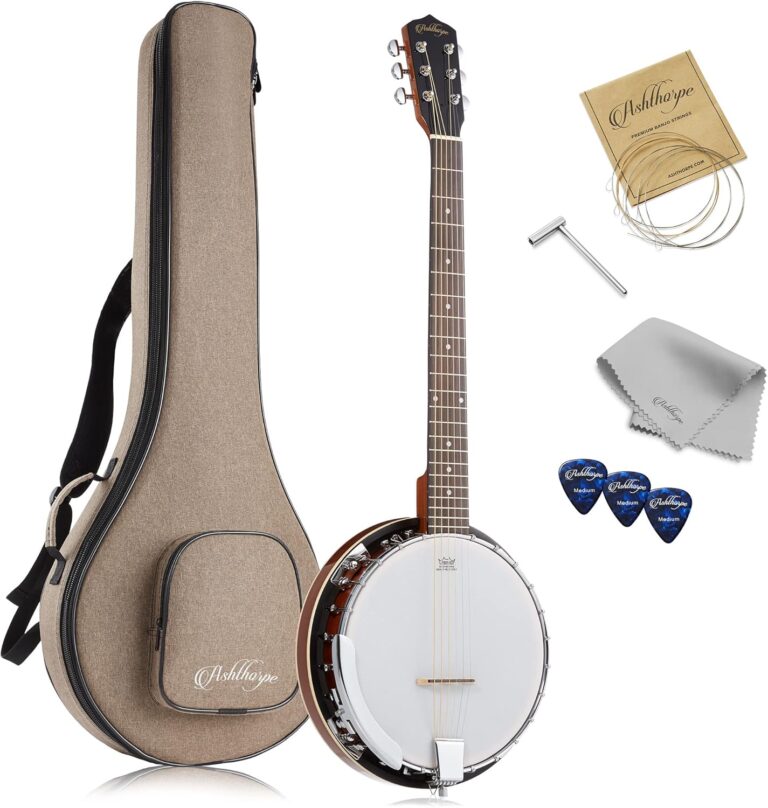 Ashthorpe 6-String Banjo – Full Size Closed Back with Mahogany Resonator & 24 Brackets