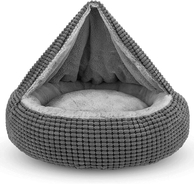 SIWA MARY Dog Bed with Attached Blanket: Cozy Donut Cuddler Hooded Pet Bed, Orthopedic & Calming for Small Dogs & Cats, 26in, Washable