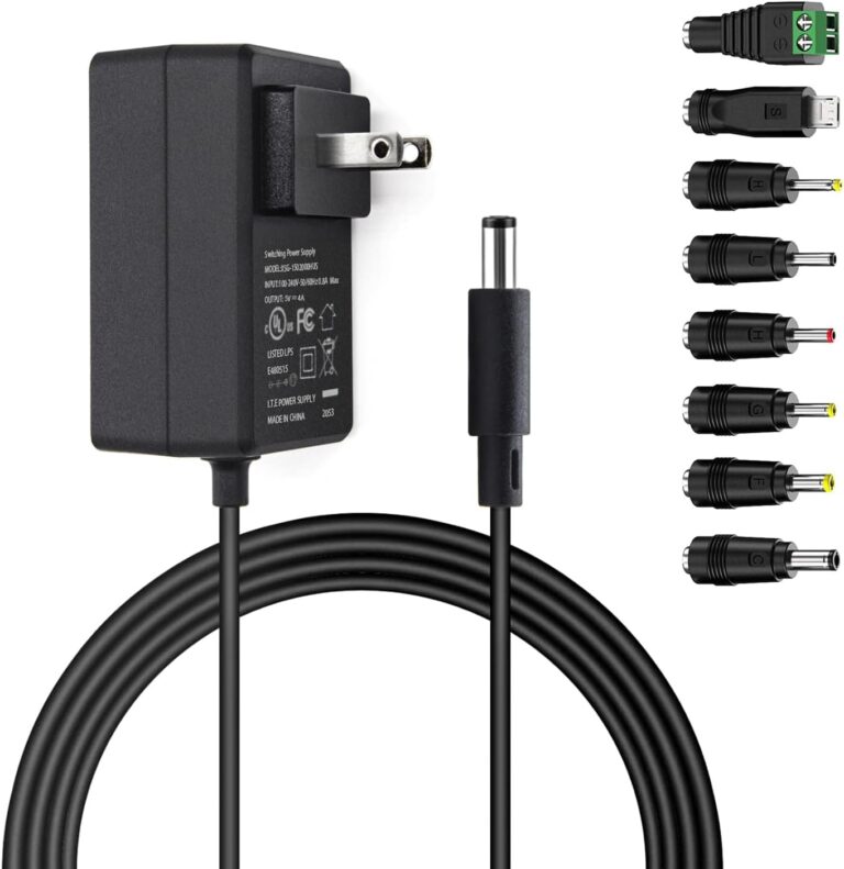 UL Listed GOOKYO 5V 4A Power Supply – 5VDC 4000mA Wall Charger with Multi Tips for Jetson Nano, Atomic Pi, Hubs & More