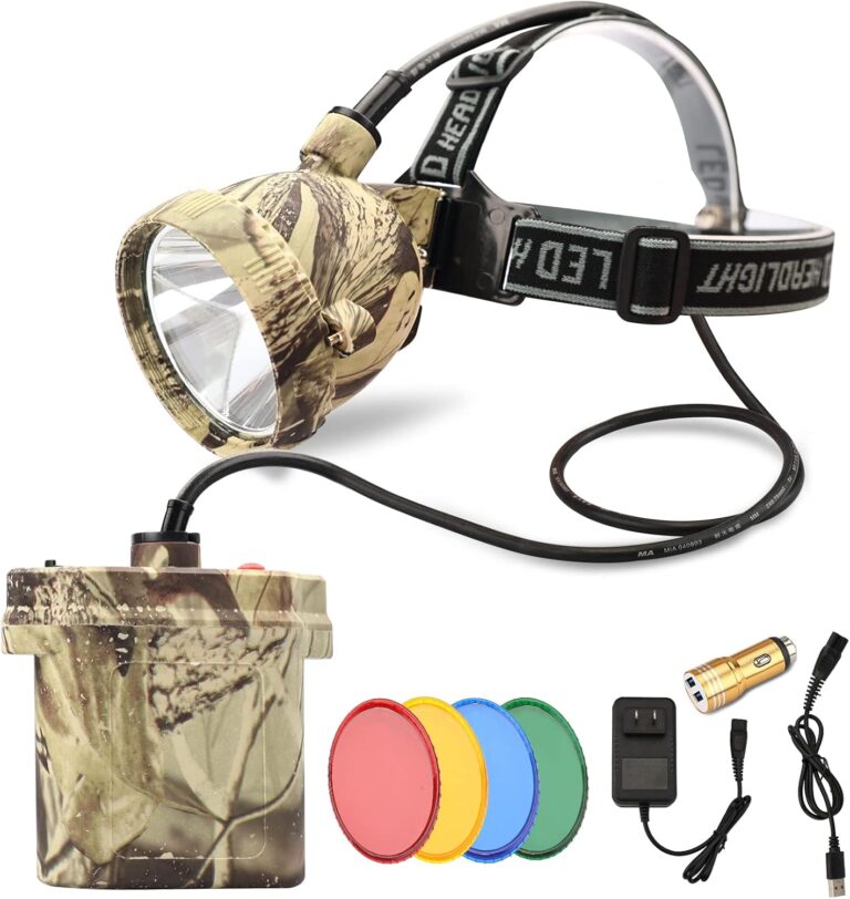 DUMPMAN Camo Hunting Headlamp: Rechargeable Waterproof Light with White, Red, Green & Amber LEDs for Coyote, Hog & Predator Hunting