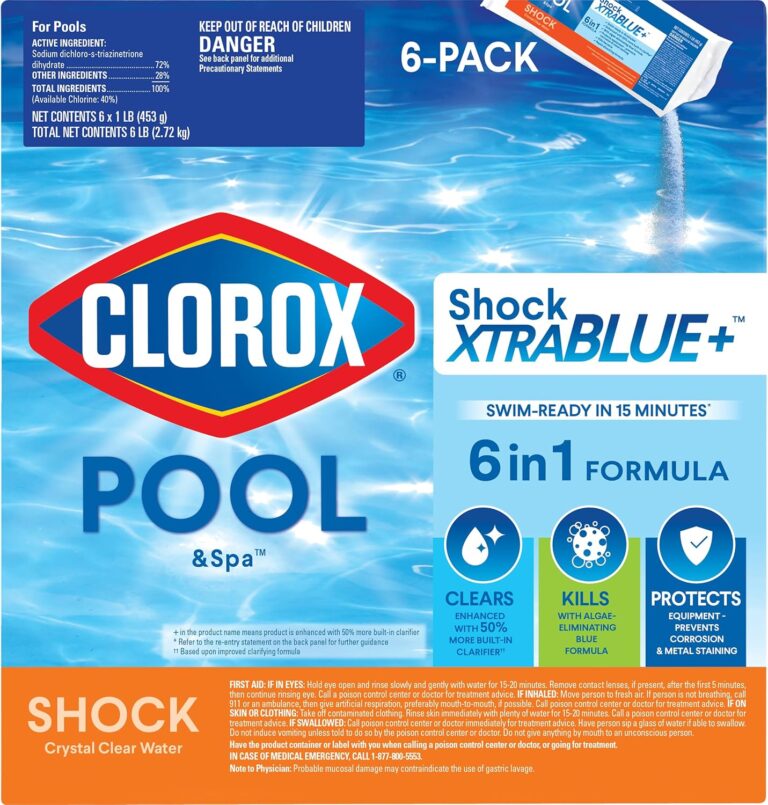 Clorox Pool & Spa Shock XTRABLUE Plus: Kills Bacteria & Algae Fast, Swim-Ready in 15 Minutes (6-Pack)