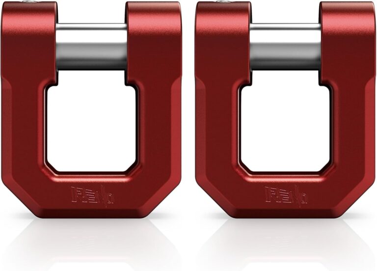 RENO 3/4″ D Ring Shackle, 68,000 lbs Break Strength – Aluminum Red Shackles (2 Pack) for Recovery, Towing, Winch