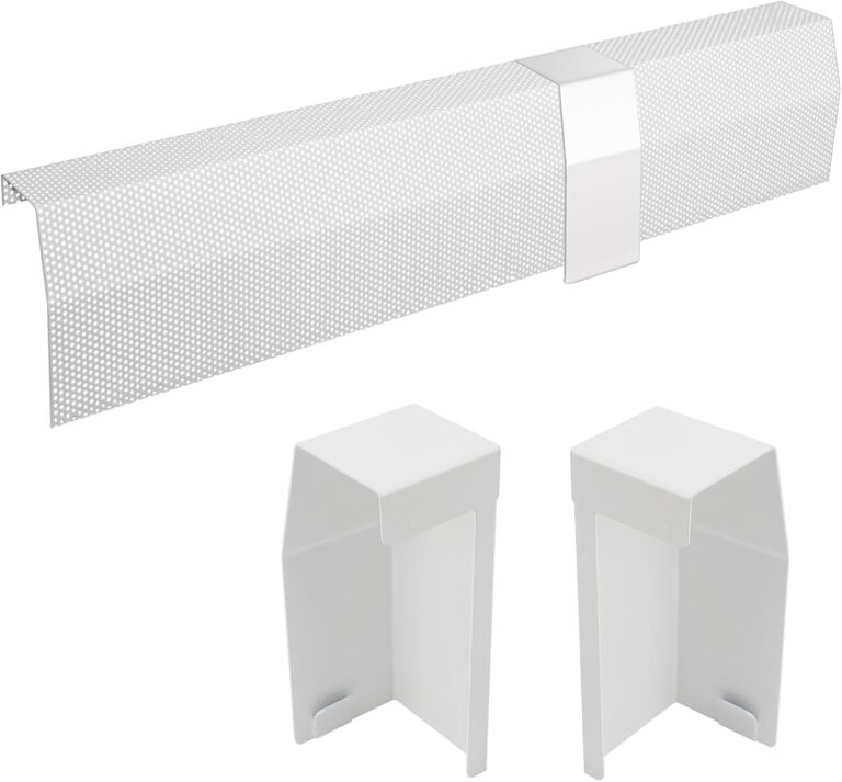 5ft White Steel Easy Slip-On Baseboard Heater Cover with End Caps for Bathroom & Hydronic Systems