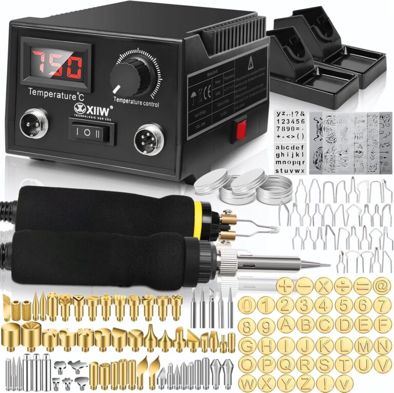 2 in 1 Wood Burning Kit 100W with 2 Pens, 165 Pcs Pyrography Kit for Wood & Leather, Adjustable Temp 300-750°C