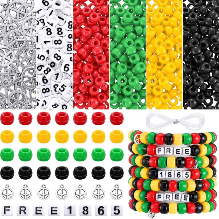 Misdary 30 Sets Juneteenth Wristband Kit with Peace Sign & 1865 Beads – DIY Black History Month Crafts & Freedom Day Gifts