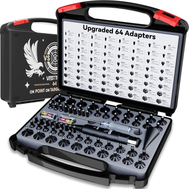 Tool-Free Laser Bore Sight Kit: 64 Adapters for 0.17 to 12 GA Calibers | Green Laser Boresighter