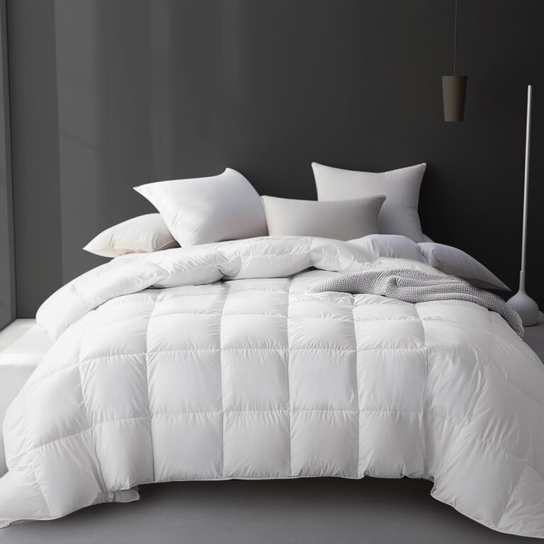Hotel Grand Luxury White Goose Feather Down Comforter Twin Size – 100% Cotton All Season Duvet Insert, Medium Warmth, 68×90 Inch