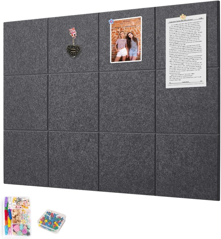Yunihome 12 Pack Large Cork Board for Walls, 36×48 Inch Felt Bulletin Board Tiles with Push Pins for Home Office Decor