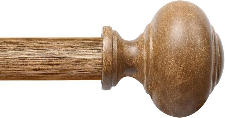 1 Inch Heavy Duty Wood Curtain Rods 72-144 Inch Adjustable | Boho Window Treatment with Wood Grain Finials
