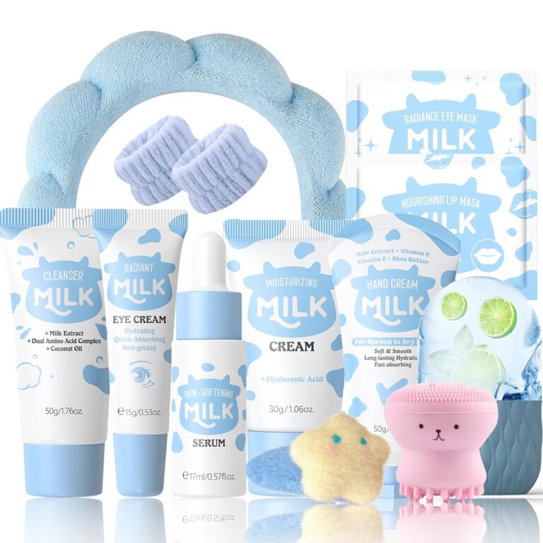 13PCS Milk Skincare Set for Kids & Teens | Complete Gentle Face Care Kit for Girls Ages 8-12, All Skin Types